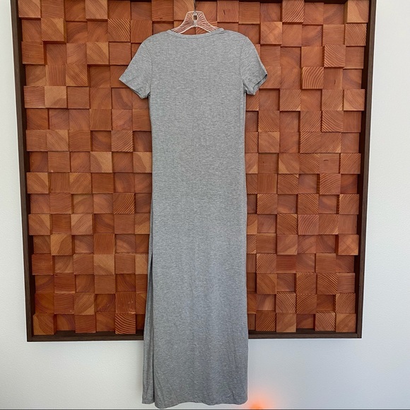 Woman’s Nordstrom Gray V Neck Side Slit, Long Tee Dress NWOT - Picture 11 of 11